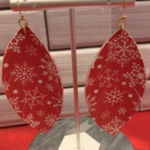 COPY - New Red Faux Leather Winter Theme Earrings